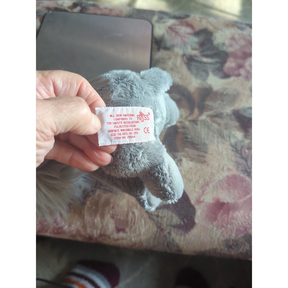 Vintage Russ Berrie Candie Pups Mini Grey Schnauzer Plush Dog Stuffed Puppy - Picture 6 of 6